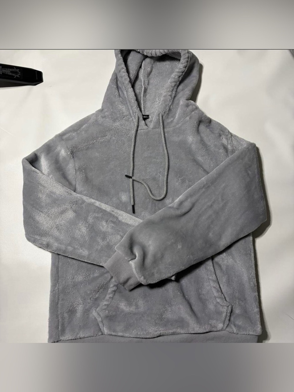 Plush Gray Hooded Pullover Sweatshirt